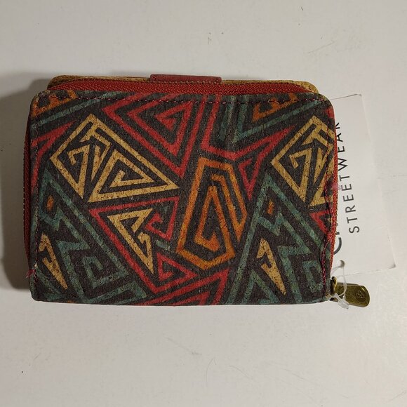 City Streetwear Los Angeles Mini Cork Wallet Retro Geometric Design Eco Friendly - Picture 5 of 11